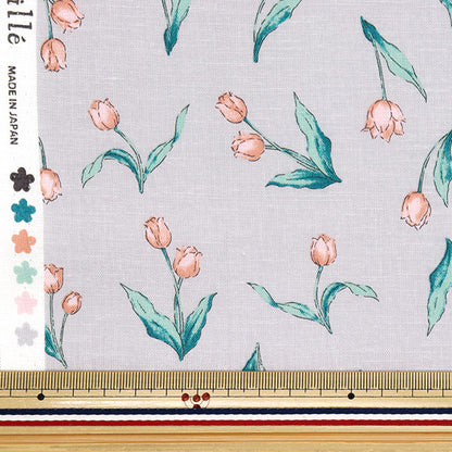 [Quantité à partir de 5] Tissu "Ansoleee Cotton Linen Print Soft Processing Tulip Grey 142-1362-C3Gy"