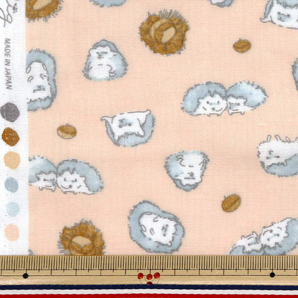 [Quantity starting from 5] Fabric 『double gauze Fulfig hedgehog orange 142-1363-B2"