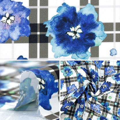 [Cantidad a partir de 5] Tela "Watecolor Ink Jet Print Navy 150-1669-A-1"