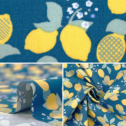 【数量5から】 生地 『NINAオックスプリント レモン ネイビー 142-1365-A-1』