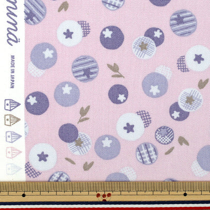 【数量5から】 生地 『NINAオックスプリント ブルーベリー ピンク 142-1365-B-2』
