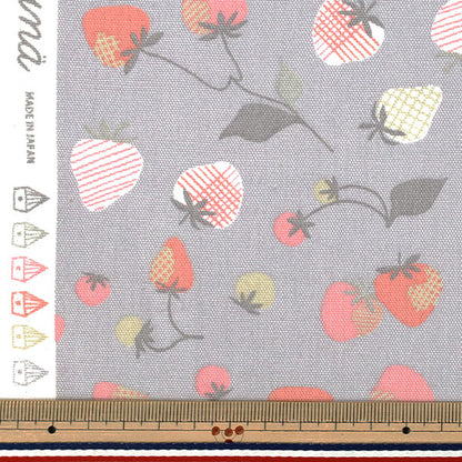 【数量5から】 生地 『NINAオックスプリント いちご グレー 142-1365-C-3』