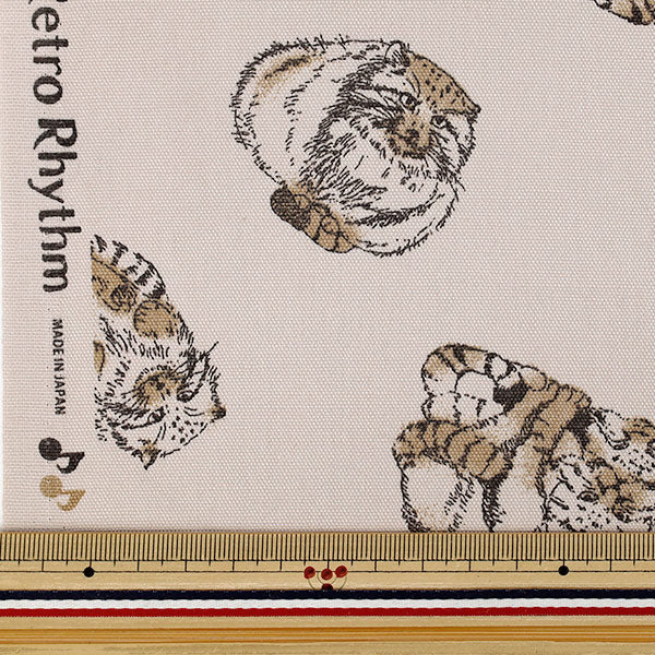 [Cantidad desde 5] Tela "Oxford Estampado Animal Adulto Manul Gato Patrón Beige 142-1367-A3”