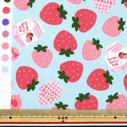 【数量5から】 生地 『オックス お気に入りシリーズ ストロベリーミルク ブルー MOWF-161-BL』