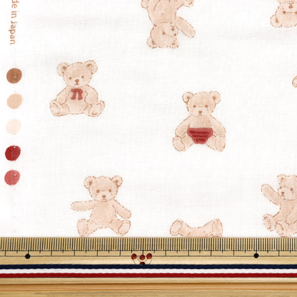 【数量5から】 生地 『Wガーゼ お気に入りベビー ぬいぐるみベア オフホワイト OKBF-45-OW』