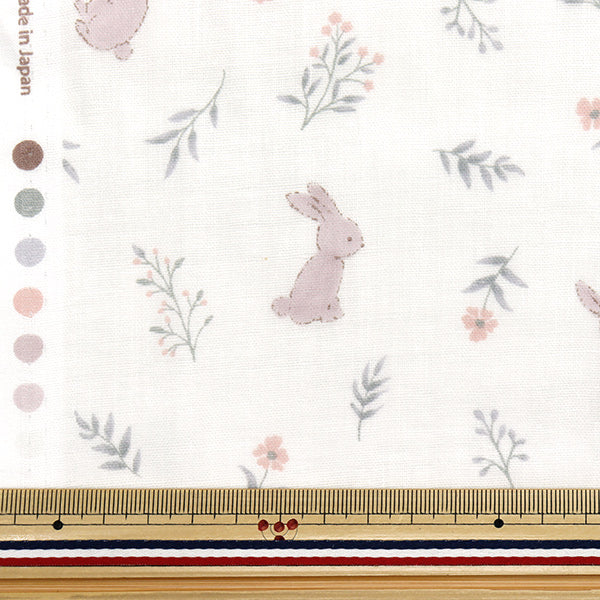 [Quantité à partir de 5] Tissu 『double gaze Lapin de fleur de bébé préféré off-blanc okbf-46-ow"