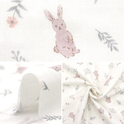 [Quantité à partir de 5] Tissu 『double gaze Lapin de fleur de bébé préféré off-blanc okbf-46-ow"
