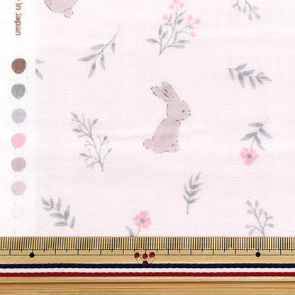 【数量5から】 生地 『Wガーゼ お気に入りベビー フラワーラビット ピンク OKBF-46-P』