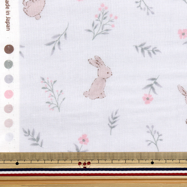 【数量5から】 生地 『Wガーゼ お気に入りベビー フラワーラビット ラベンダー OKBF-46-LV』