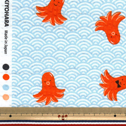 [Quantity starting from 5] Fabric "Ripple Favorite Series Tako Wiener Blue MOWR-34-BL" KIYOHARA