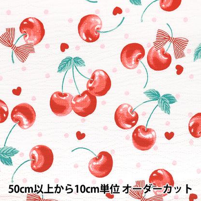 [Quantità a partire da 5] Tessuto "Serie preferite Ripple Cherry Dot Off-White Mowr-36-OW" KIYOHARA