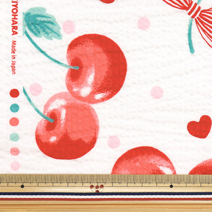 [Quantità a partire da 5] Tessuto "Serie preferite Ripple Cherry Dot Off-White Mowr-36-OW" KIYOHARA