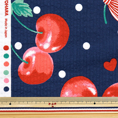 [الكمية تبدأ من 5] الأقمشة "سلسلة Ripple المفضلة Cherry Dot Navy Mowr-36-NV" KIYOHARA