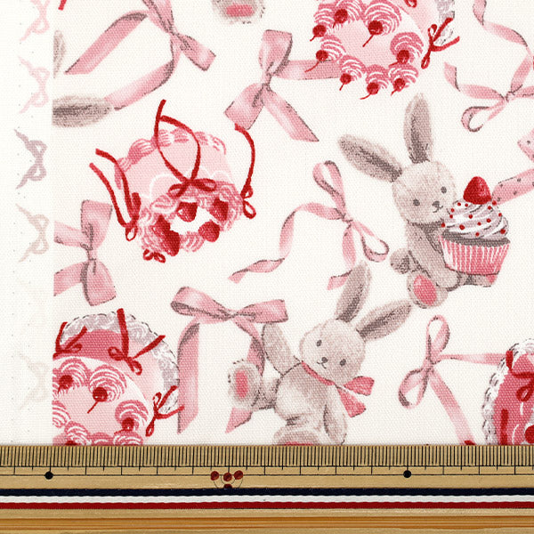 [Cantidad a partir de 5] Tela "Moderno clásico" Oxford ConejoCinta Marfil CMOF-81iv"