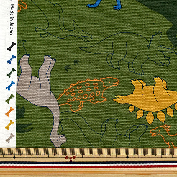 【数量5から】 生地 『オックス お気に入りシリーズ シルエットダイナソー グリーン MOWF-166』