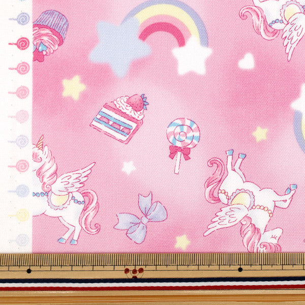 [Quantity from 5] Fabric 『Oxford Favorite Series Rainbow Unicorn Pink MOWF-172"