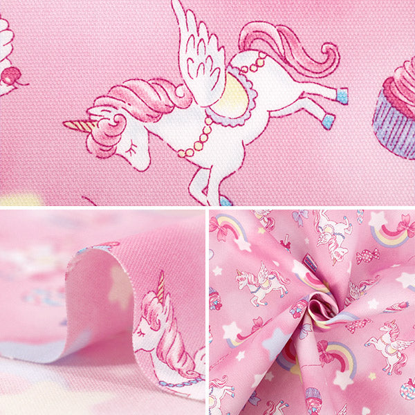 [Quantity from 5] Fabric 『Oxford Favorite Series Rainbow Unicorn Pink MOWF-172"