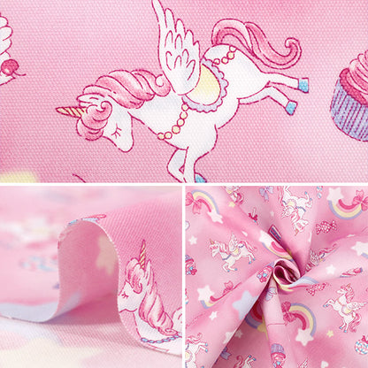 [Quantity from 5] Fabric 『Oxford Favorite Series Rainbow Unicorn Pink MOWF-172"