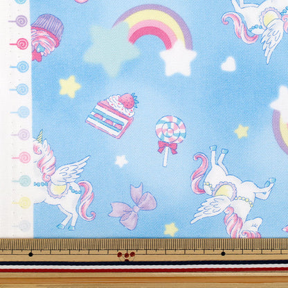 [Quantità da 5] Tessuto 『Oxford Serie preferita Arcobaleno Unicorno Blu MOWF-172"