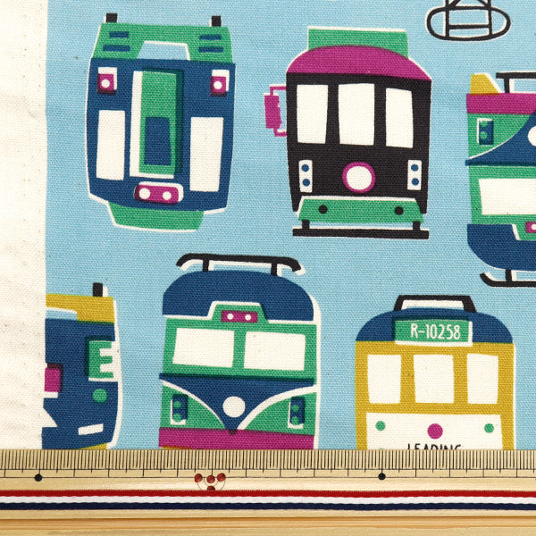 [Cantidad a partir de 5] Tela 『Oxford Patrón de tren azul claro YK-19020-2B" KOKKA