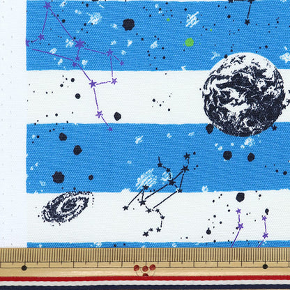 [Quantity starting from 5] Fabric 『Oxford Border Space Pattern Saxophone IO-82190-1B" KOKKA