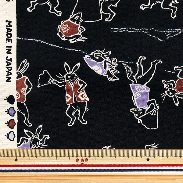 [الكمية تبدأ من 5] الأقمشة 『الأغطية النمط الياباني الحديث Torijuu Giga Black 8800-34D"