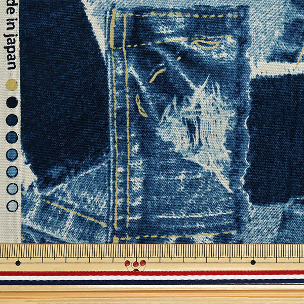 [Quantité à partir de 5] Tissu 『Oxford Denim Print Blue 38132-1A"