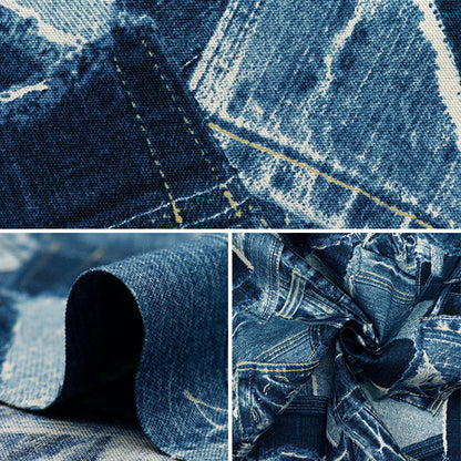 [Quantité à partir de 5] Tissu 『Oxford Denim Print Blue 38132-1A"