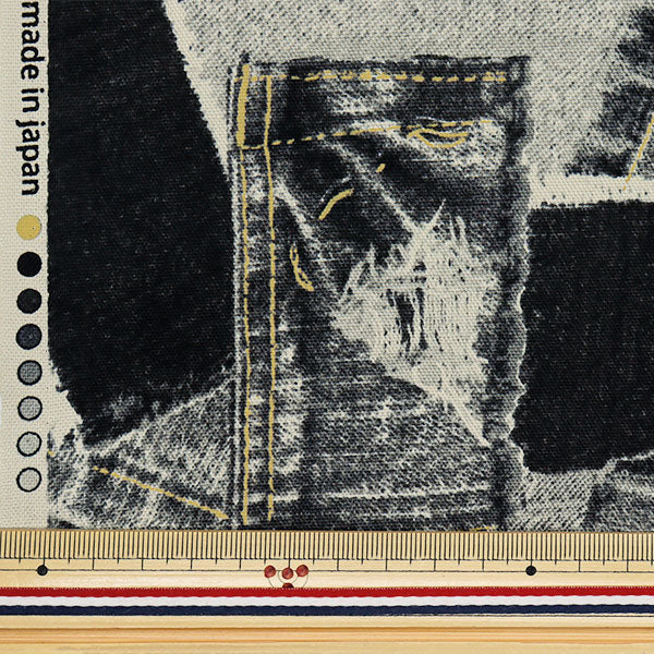 [Quantité à partir de 5] Tissu 『Oxford Denim Print Black 38132-1C"