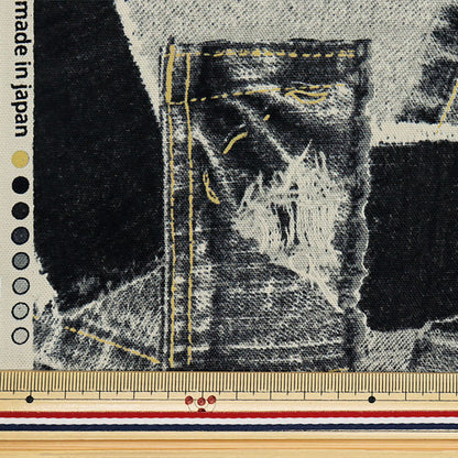 [Quantité à partir de 5] Tissu 『Oxford Denim Print Black 38132-1C"