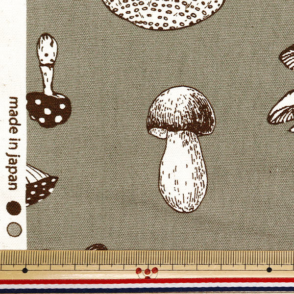数量5から】 生地 『オックスプリント きのこ グレー 38135-1D