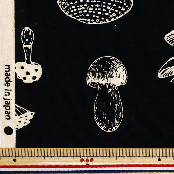 [Quantité à partir de 5] Tissu 『OxfordChampignon imprimé noir 38135-1E"