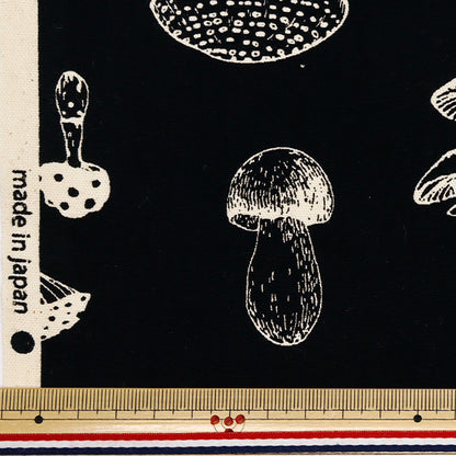 [Quantité à partir de 5] Tissu 『OxfordChampignon imprimé noir 38135-1E"