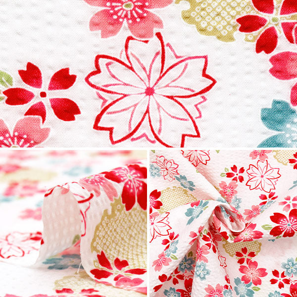 [Quantity starting from 5] Fabric "Ripple Cherry Blossom White 38145-3A-WH"