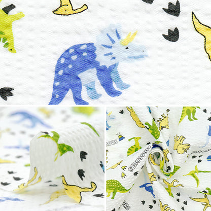 [Quantité à partir de 5] Tissu "Ripple Dinosaur White 38145-6A-WH"