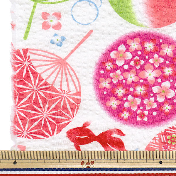 [Quantity starting from 5] Fabric "Ripple Goldfish White SS-2409-1A"