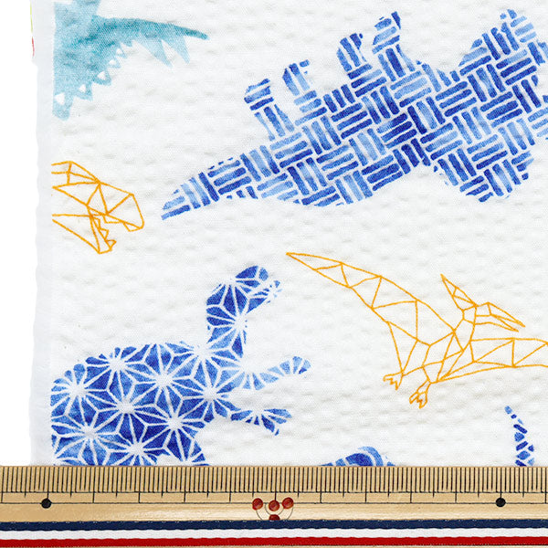 [Cantidad a partir de 5] Tela "Ripple Dinosaur White SS-2409-3a"