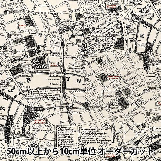 [数量5起] 织物 "牛津布打印地图 Kinari 38134-1A”