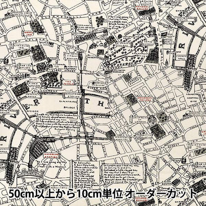 【数量5から】 生地 『オックスプリント マップ キナリ 38134-1A』