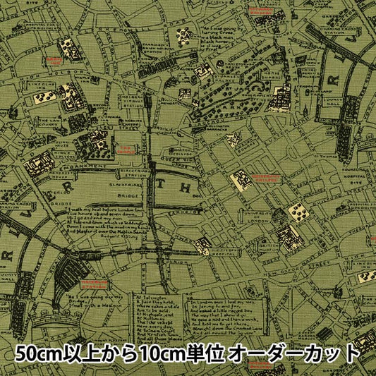 [数量5起] 织物 "牛津布打印地图 卡其色 38134-1B”