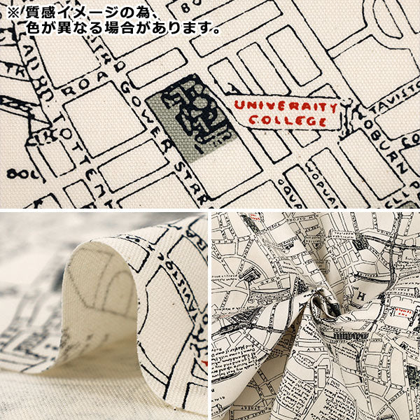 【数量5から】 生地 『オックスプリント マップ キナリ 38134-1A』
