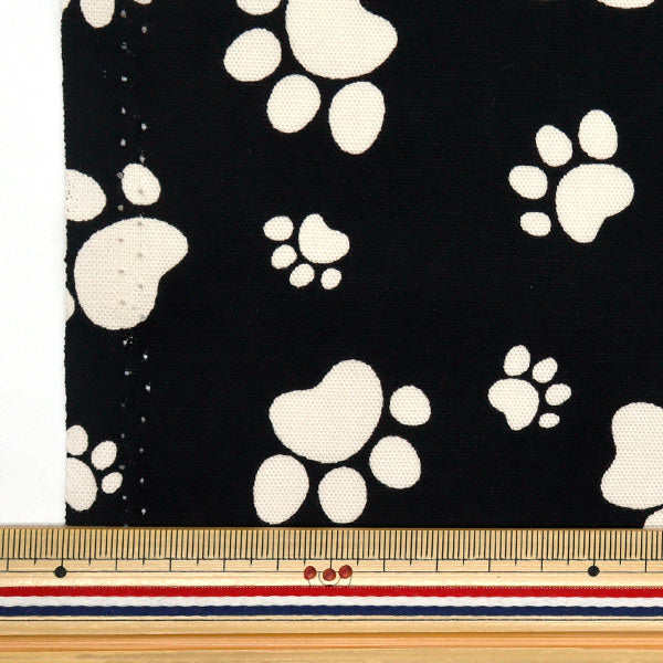 [Quantité à partir de 5] Tissu 『Oxford Footprint Black 280-F-BK"