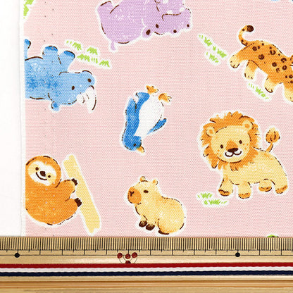 [Quantité à partir de 5] Tissu 『Oxford Animal Imprimé rose 333-b-pi"