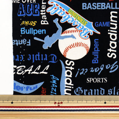 [Quantité à partir de 5] Tissu 『Oxford Modèle de baseball noir 328-b-bk"