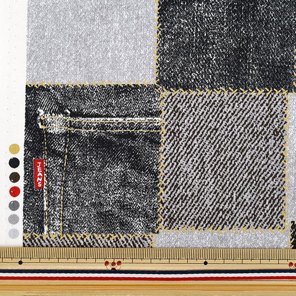[Quantità da 5] Tessuto "OxfordStampa patch denim modello nero 403-B”