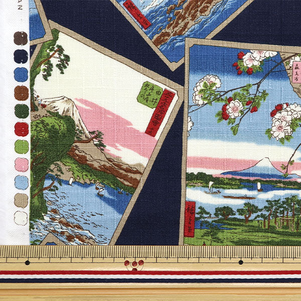 数量5から】 生地 『和柄ドビー 浮世絵 ネイビー 1025-105-3D』 – Yuzawaya