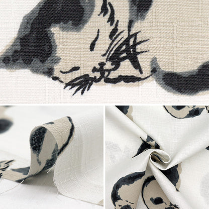 [Quantity starting from 5] Fabric "Dobby Japanese Pattern Sleeping Cat Off 1025-1100-1A"