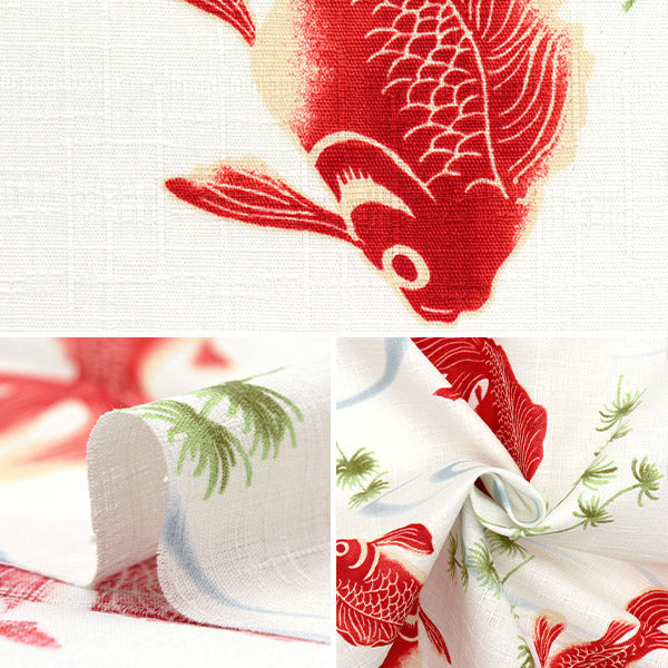 [Quantity starting from 5] Fabric "Dobby Japanese pattern goldfish off 1025-1100-2A"