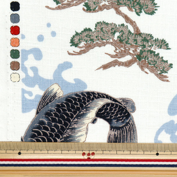 [Quantity starting from 5] Fabric "Dobby Japanese Pattern Carp Off 1025-1140-1A"