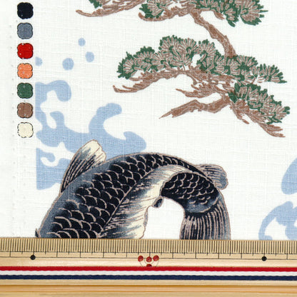 [Quantity starting from 5] Fabric "Dobby Japanese Pattern Carp Off 1025-1140-1A"